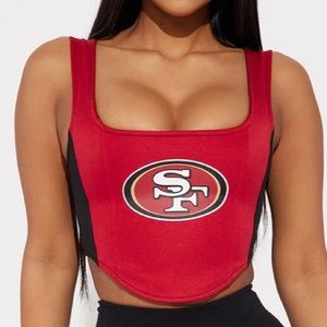FASHION NOVA 49ers Corset / Niners Bustier - Red / Black - NFL Halftime Show Top